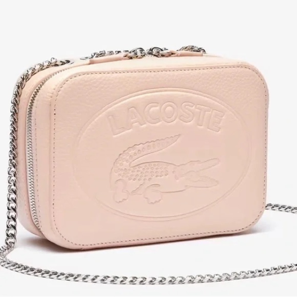 Lacoste Pink Crossbody Bag with Embossed Detail